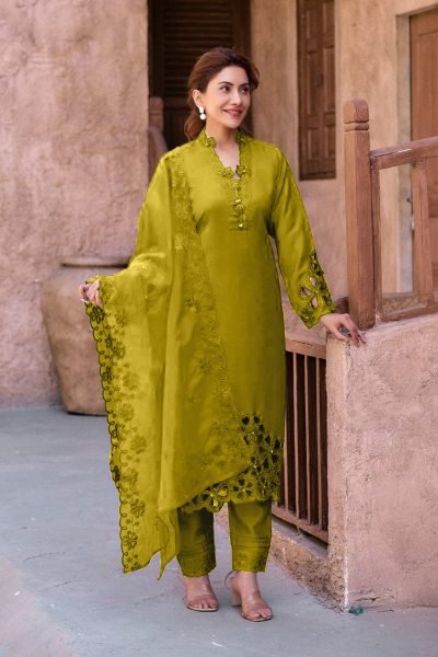 Traditional Retail Kurta Set in Crystal Viscose with Intricate Embroidery & Cut Work  Straight Cut Long Kurtis