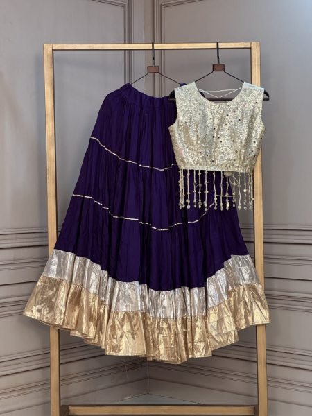 Traditional Royal Purple Golden Lace Lehenga With Fully Stitched Blouse at Manufacturer Rate Navratri Lehnega Choli