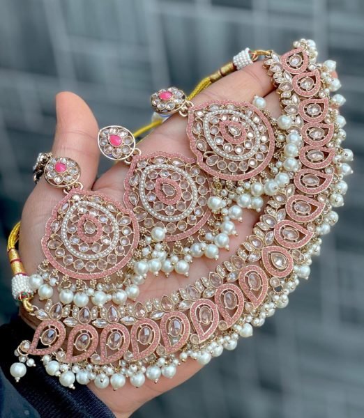 Traditional Stone Work Jhumka    Tika Set Designer Gold Finish Jewelry for Weddings Fashion Accessories Wholesale