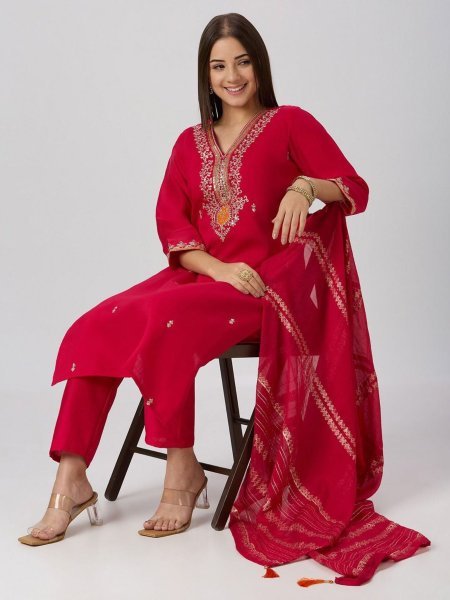  Traditional Vatican Silk Embroidered Dress Set with Latkan Dupatta for Resellers and Retailers 