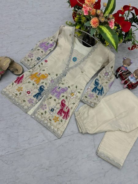 Traditional Wear Readymade Indo Western Co Ord Set Embroidered Tissue Silk Koti Best Wholesale Deals for Online Shopping CO ORD Sets
