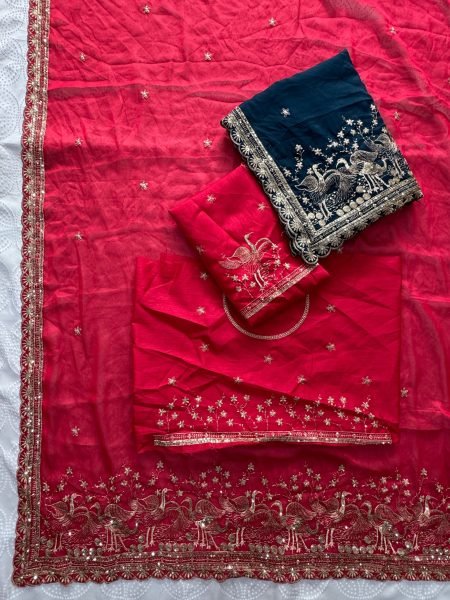 Transformative Blue Rangoli Silk Saree with Heavy Embroidered Mono Banglori Blouse Silk Sarees Wholesale