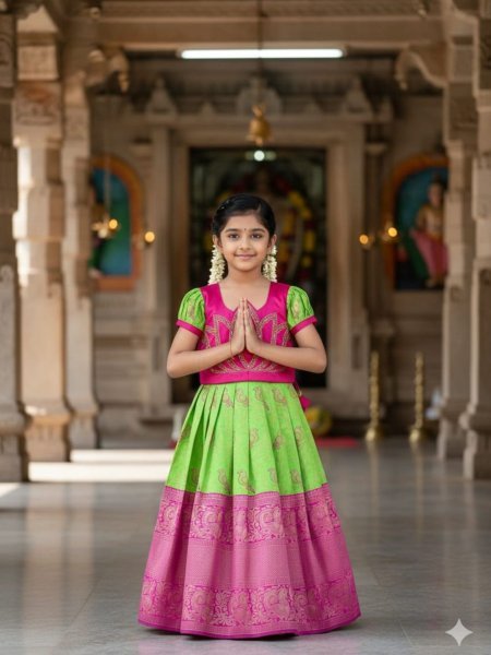 Transformative Parrot Green Silk Frock Design for Wedding and Party Wear Kurtis