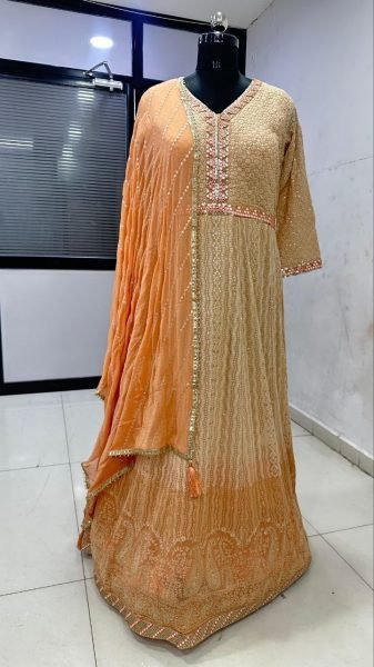 Transformative Peach Embroidered Full-Length Anarkali Gown Set  Anarakali Gown Wholesale