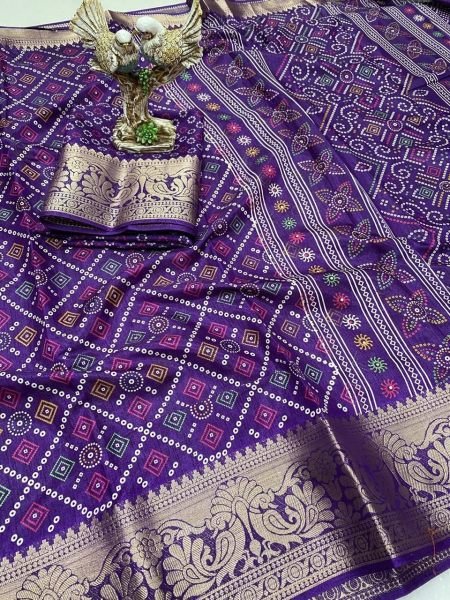 Transformative Purple Soft Dola Cotton Kalamkari Print Saree with Kanjivaram Zari Border Printed Cotton Sarees Wholesale