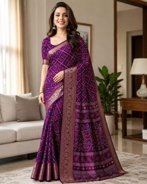 Transformative Purple Soft Dola Cotton Kalamkari Print Saree with Kanjivaram Zari Border Printed Cotton Sarees Wholesale
