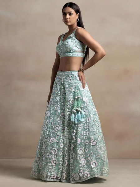 Transformative Sky Blue Soft Net Bridal Lehenga at Manufacturer Rate Bridal Lehenga Choli