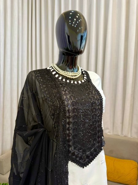 Transformative White Crepe Top Pant Set with Sequence Work for Festive Wear Ready To Wear Collection