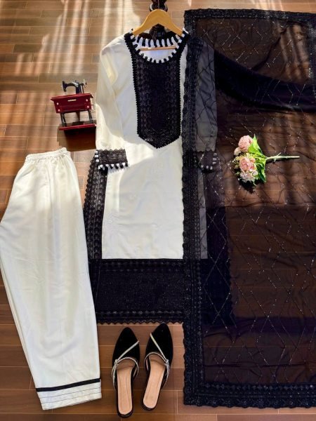 Transformative White Crepe Top Pant Set with Sequence Work for Festive Wear Ready To Wear Collection