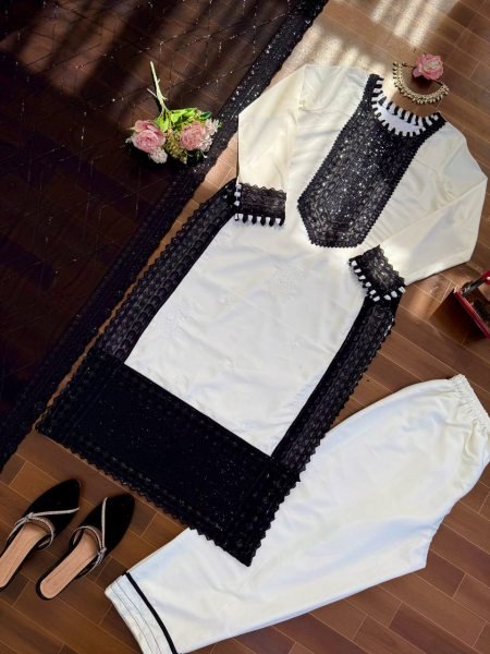 Transformative White Crepe Top Pant Set with Sequence Work for Festive Wear Ready To Wear Collection