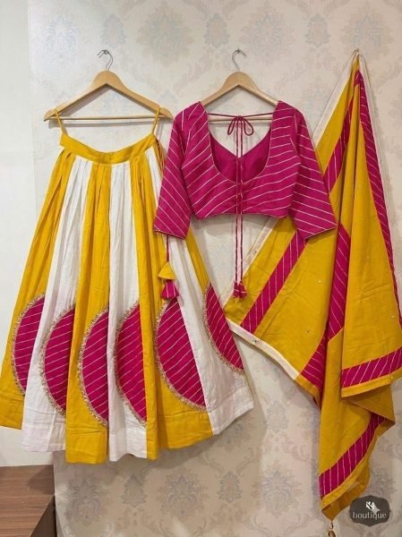 Transformative White Yellow Designer Silk Skirt with Matching Embroidered Blouse For Garba Night Navratri Lehnega Choli