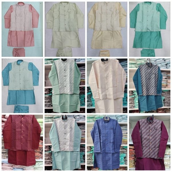 Transformative Wine Ethnic Wear Collection with Silk Kurta and Jacquard Koti Kurta Pajama Wholesale