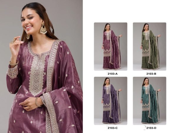 Treasured Lavender Gold Crush Embroidered Top Bottom with Dupatta Set for Festive Wear Designer Plazzo Salwar Suits Wholesale