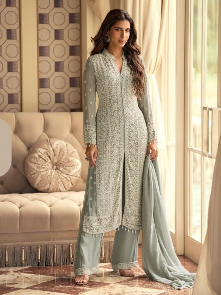 Treasured Rishta Georgette Beads Embroidered Top Plazzo Set for Party Wear  Designer Plazzo Salwar Suits Wholesale