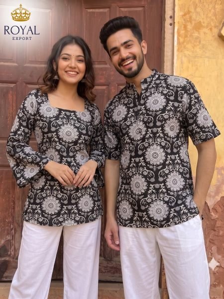 Trending Black White Diwali Couple Combo Outfit Collection for Office Wear 