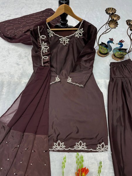 Trending Brown Farshi Salwar Collection for Women Party Wear Ready To Wear Collection