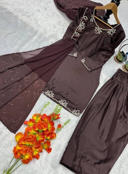 Trending Brown Farshi Salwar Collection for Women Party Wear Ready To Wear Collection