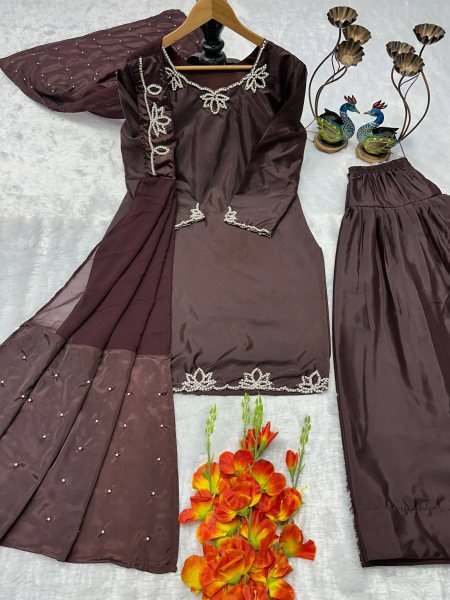 Trending Brown Farshi Salwar Collection for Women Party Wear Ready To Wear Collection