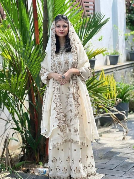Trending Chinon Sharara Suits with Sequin Work Partywear Collection Ready To Wear Suit