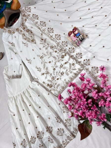Trending Chinon Sharara Suits with Sequin Work Partywear Collection Ready To Wear Collection