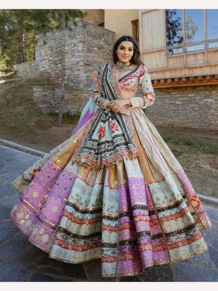 Trending Design Muslin Cotton Mirror Work Lehenga Choli Navratri Lehnega Choli