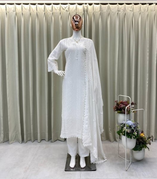 Trending Embroidered Chikankari Cotton Kurta Palazzo Set with Dupatta Ready to Wear Ethnic Wear for Ladies Online Shopping  Lucknowi Chikankari Kurtis Wholesale