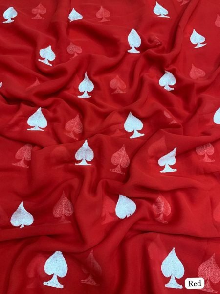 Trending Heart Shape Saree in Elegant Georgette with Gmathi Work Georgette Sarees Wholesale