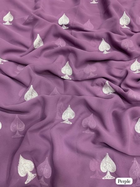 Trending Heart Shape Saree in Elegant Georgette with Gmathi Work Georgette Sarees Wholesale