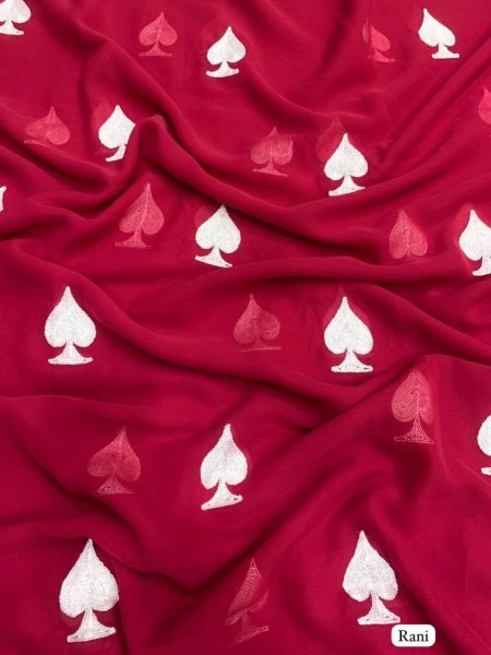 Trending Heart Shape Saree in Elegant Georgette with Gmathi Work Georgette Sarees Wholesale