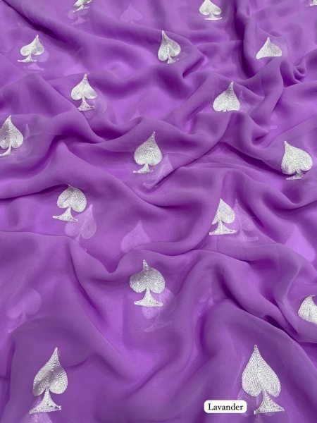 Trending Heart Shape Saree in Elegant Georgette with Gmathi Work Georgette Sarees Wholesale