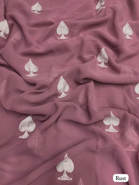 Trending Heart Shape Saree in Elegant Georgette with Gmathi Work Georgette Sarees Wholesale
