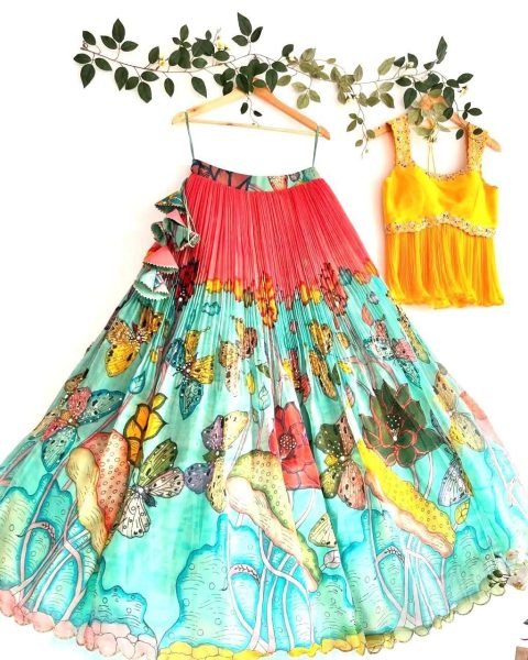 Trending Kalamkari Lehenga Choli for Kids with Embroidery Work Girls Wear