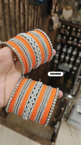 Trending Moti Bangles with Silver Touch Traditional Stone Work Kada Set for Women Fashion Accessories Wholesale