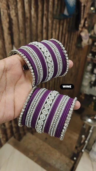 Trending Moti Bangles with Silver Touch Traditional Stone Work Kada Set for Women Fashion Accessories Wholesale