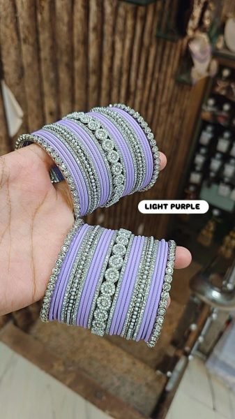 Trending Moti Bangles with Silver Touch Traditional Stone Work Kada Set for Women Fashion Accessories Wholesale