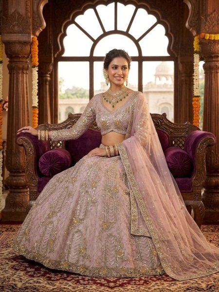 Trending Pink Semi Stitched Lehenga with Coding Work For Bridal Functions Designer Lehenga Choli