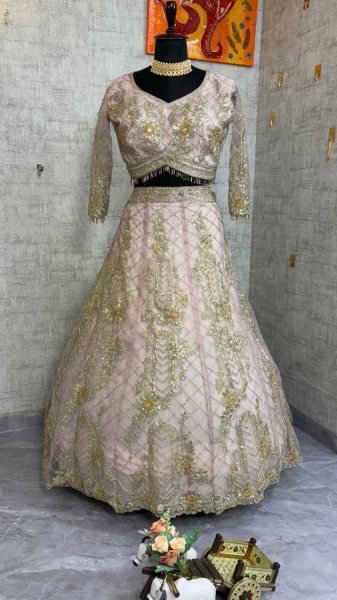 Trending Pink Semi Stitched Lehenga with Coding Work For Bridal Functions Designer Lehenga Choli