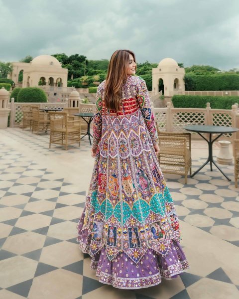 Trending Purple Navratri Muslin Cotton Lehenga Choli with Real Mirror Embroidery Navratri Lehnega Choli