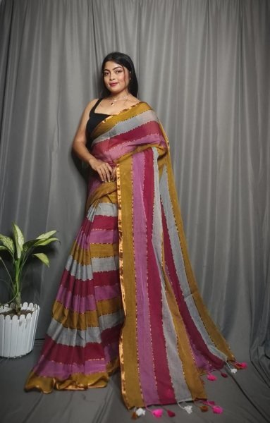Trending Soft Mull Cotton Saree Rainbow Print Without Blouse Cotton Sarees Wholesale