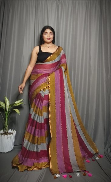 Trending Soft Mull Cotton Saree Rainbow Print Without Blouse Cotton Sarees Wholesale