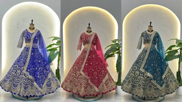 Trending Teal Blue Net Embroidery Sequence Coding Designer Work Lehenga Choli Bridal Lehenga Choli