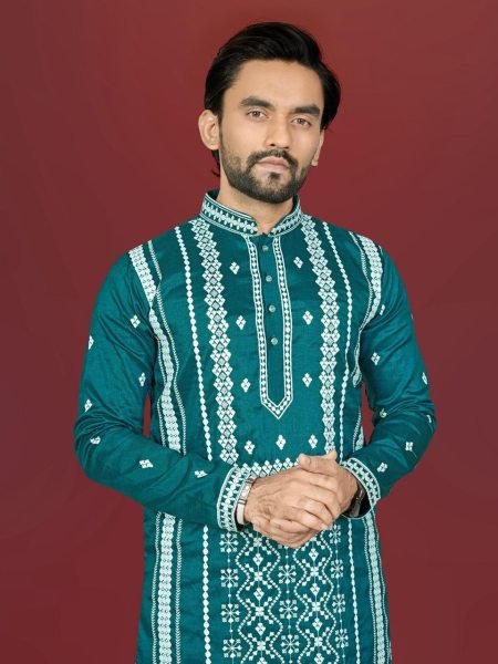 Trending Teal Green Men Kurta Set for Wedding and Party Wear Kurta Pajama Wholesale