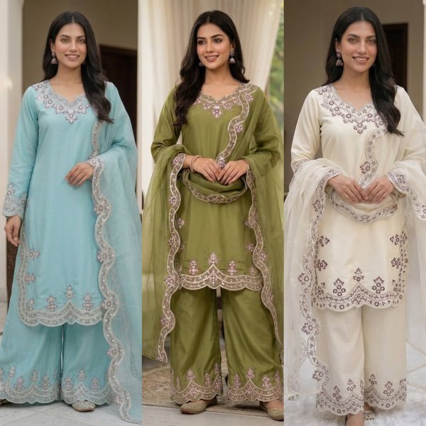 Trending White Embroidered Suit Set for Women Ethnic Wear Ready To Wear Collection