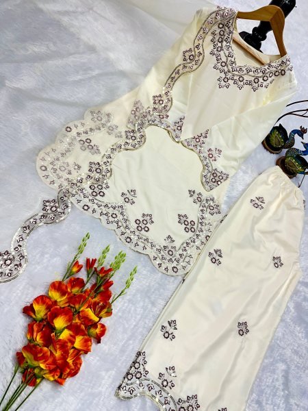 Trending White Embroidered Suit Set for Women Ethnic Wear Ready To Wear Collection