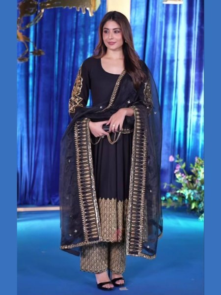 Trendsetting Blooming Georgette 5mm Sequence Embroidered Anarkali with Pant   Dupatta for Party Wear Kurtis