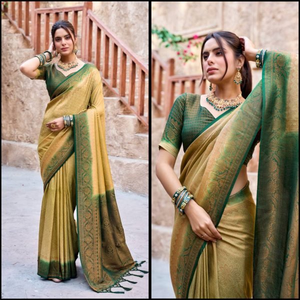 Trendy Banarasi Silk Saree with Floral Weaving and Tassel Detailing Perfect for Parties for Best Price Banarasi Saree Wholesale