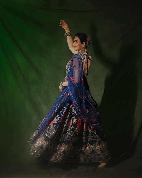 Trendy Blue Muslin Cotton Navratri Lehenga Choli with Real Mirror Work For Navrati Navratri Lehnega Choli