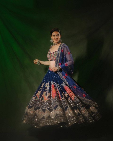 Trendy Blue Muslin Cotton Navratri Lehenga Choli with Real Mirror Work For Navrati Navratri Lehnega Choli