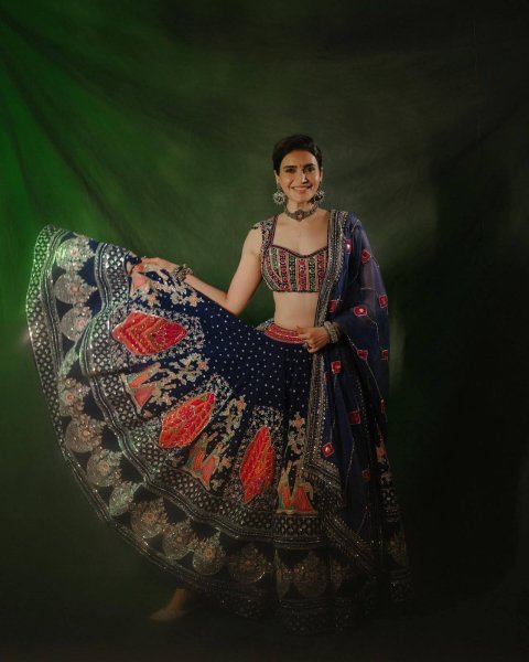 Trendy Blue Muslin Cotton Navratri Lehenga Choli with Real Mirror Work For Navrati Navratri Lehnega Choli