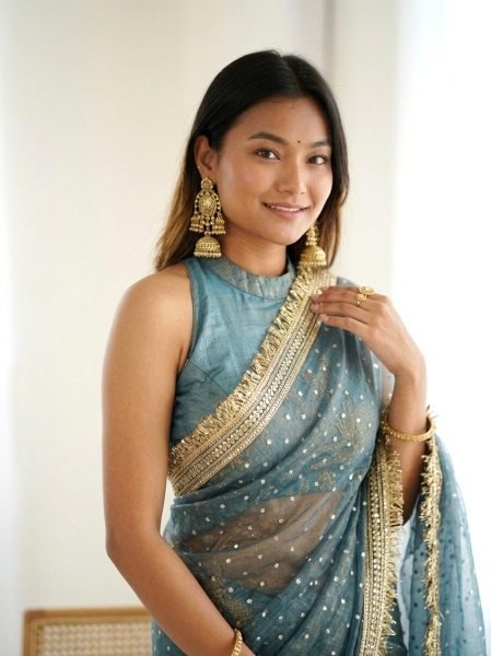 Trendy Blue Viscose Jacquard Butti Silk Saree With Fancy Lace Border at Wholesale Rate Silk Sarees Wholesale